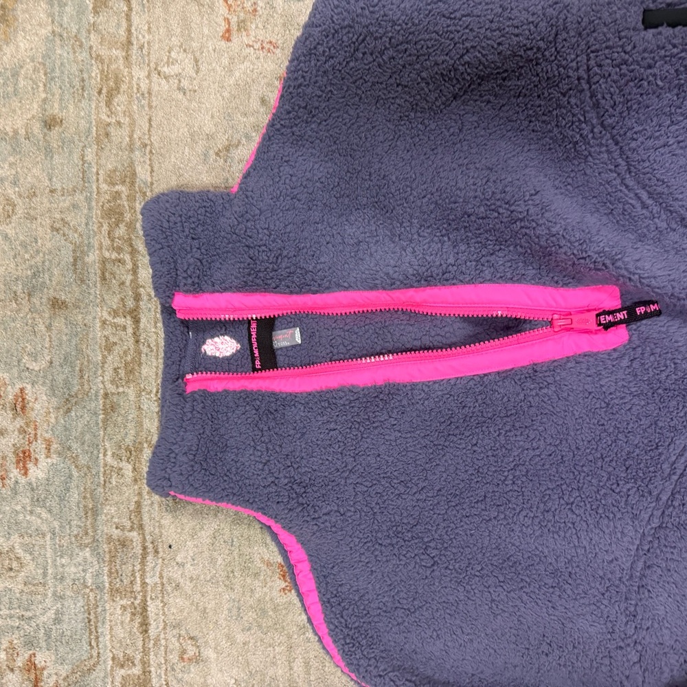 Free People Movement Purple Sherpa Fleece with Bright Pink Trim - Picture 3 of 3